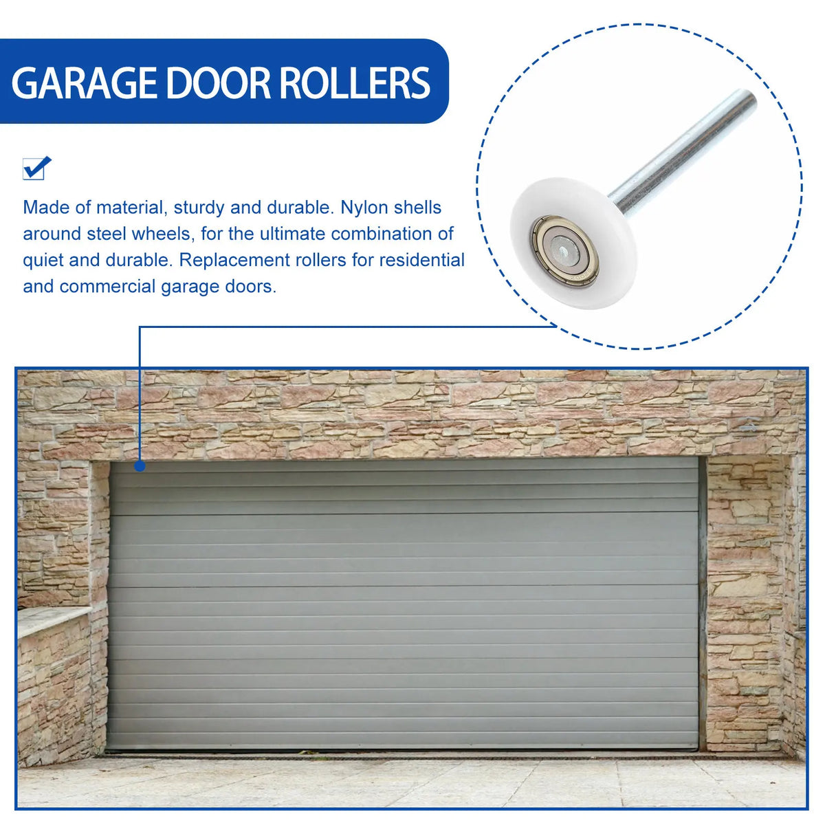 Nylon Garage Door Rollers with Stem – Quiet & Durable Garage Door Rollers Richie's