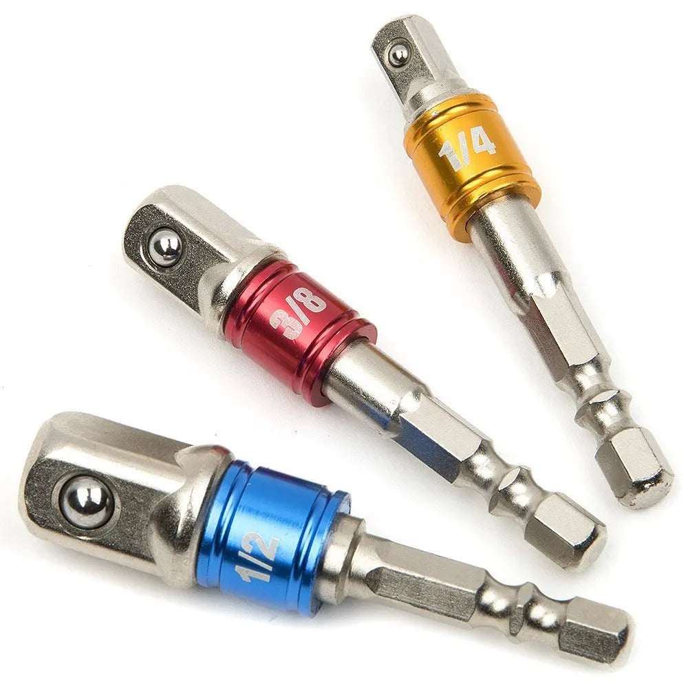 3-Piece Hex Shank Quick-Release Socket Adapter Set | Power Drill Socket Adapter Set Richie's Default Title