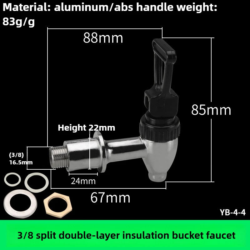 Thermal Insulation Bucket Press Faucet 3/8 & 1/2 Inch Beverage Bucket Faucet Richie's YB-4-4