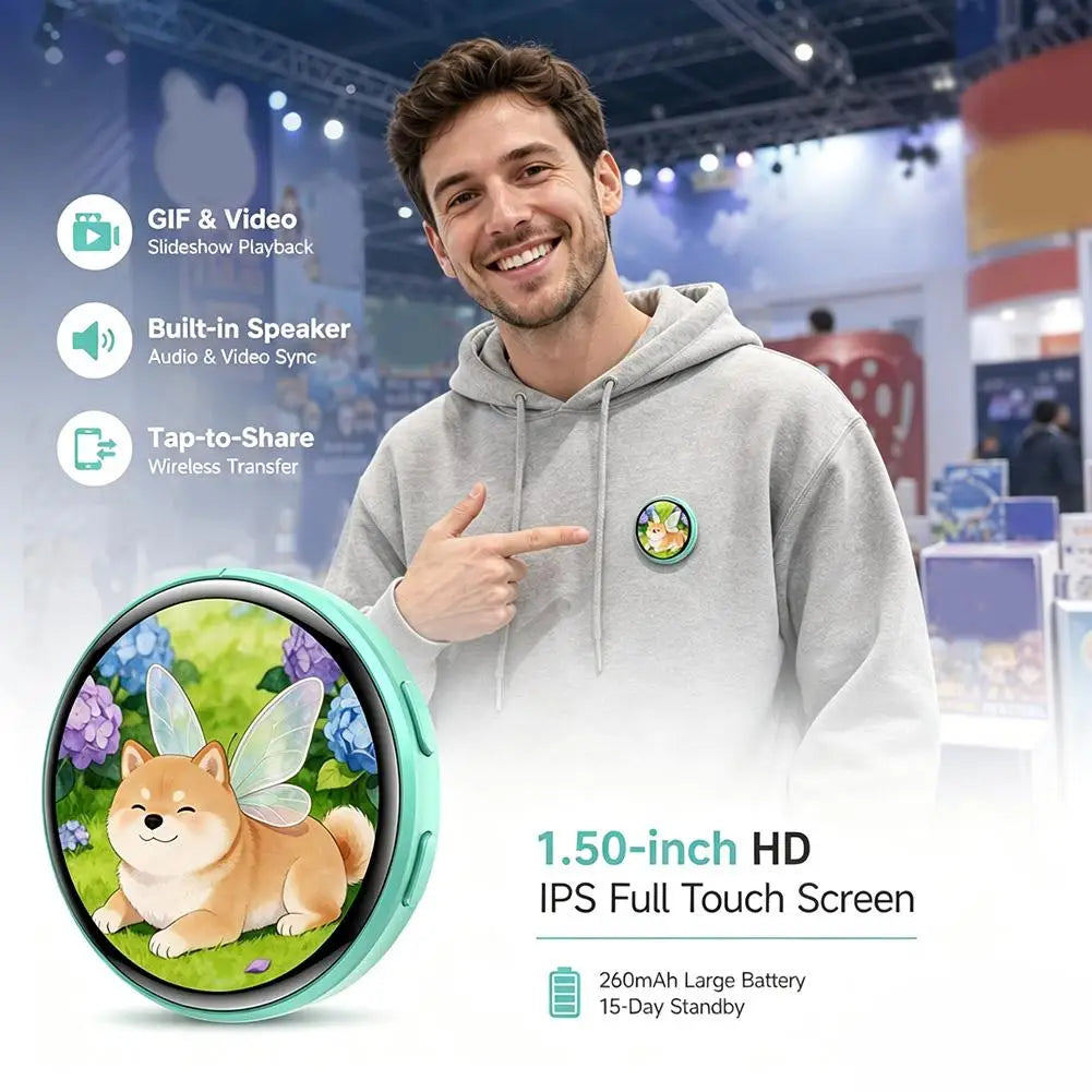 Anime Smart Digital E-Badge Display Pin | GIF Screen Otaku Gift Smart Display Badge Richie's