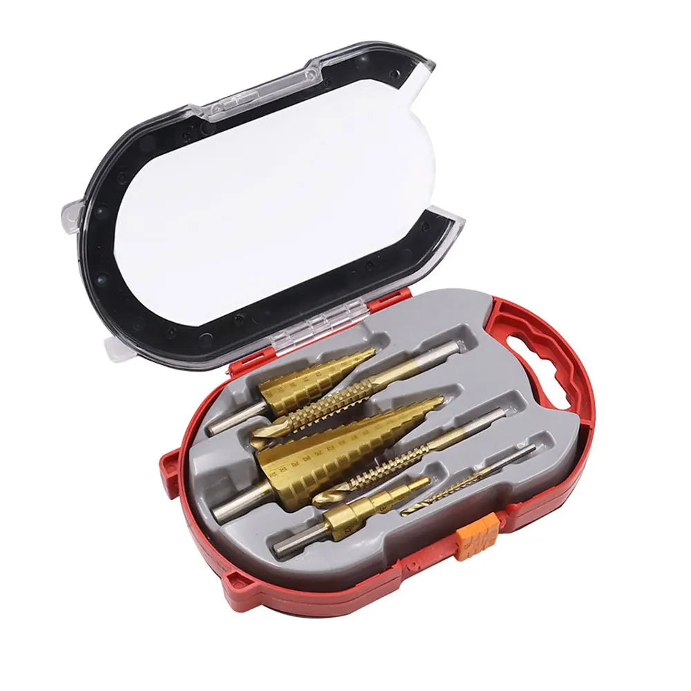 6Pcs Titanium Step Drill Bit Set HSS Woodworking & Metal Step Drill Bit Set Richie's With Case Round