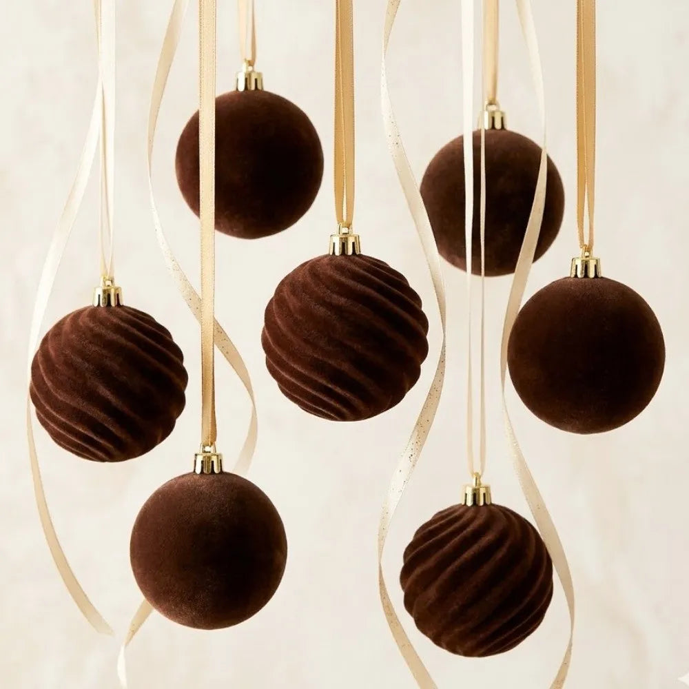 12Pcs Velvet Flocked Christmas Balls 6CM Tree Ornaments Christmas Tree Ornaments Richie's