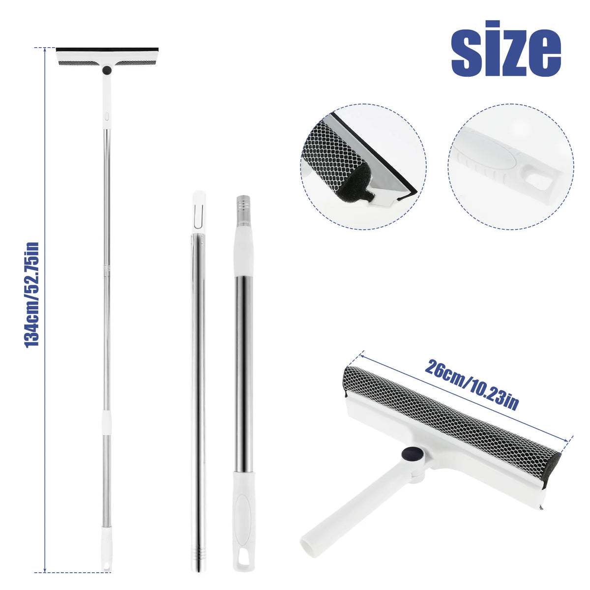 53" Extendable 2-in-1 Window Squeegee & Sponge Scrubber Window Squeegee Richie's