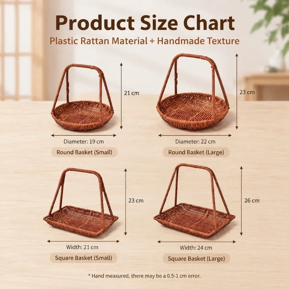 Plastic Rattan Handheld Serving Basket – Round & Rectangle Serving Basket Richie's
