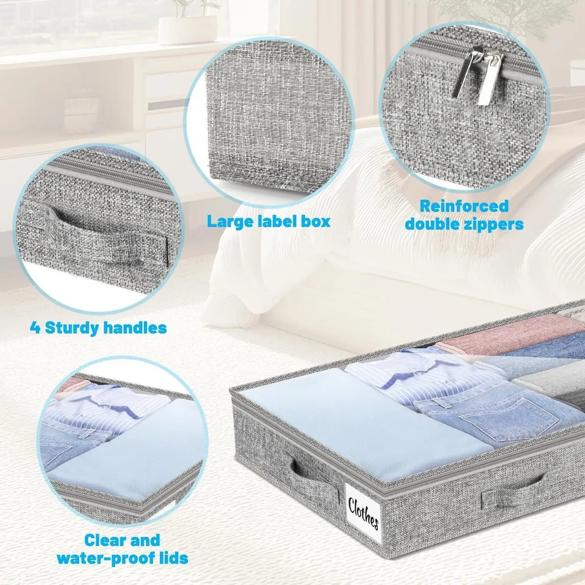 Under Bed Storage Bins – Large Foldable Organizer Containers Under Bed Storage Bin Richie's