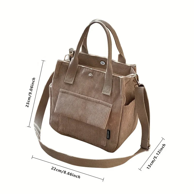 Large Corduroy Tote Bag – Women's Shoulder Bag for Work & College Corduroy Tote Bag Richie's