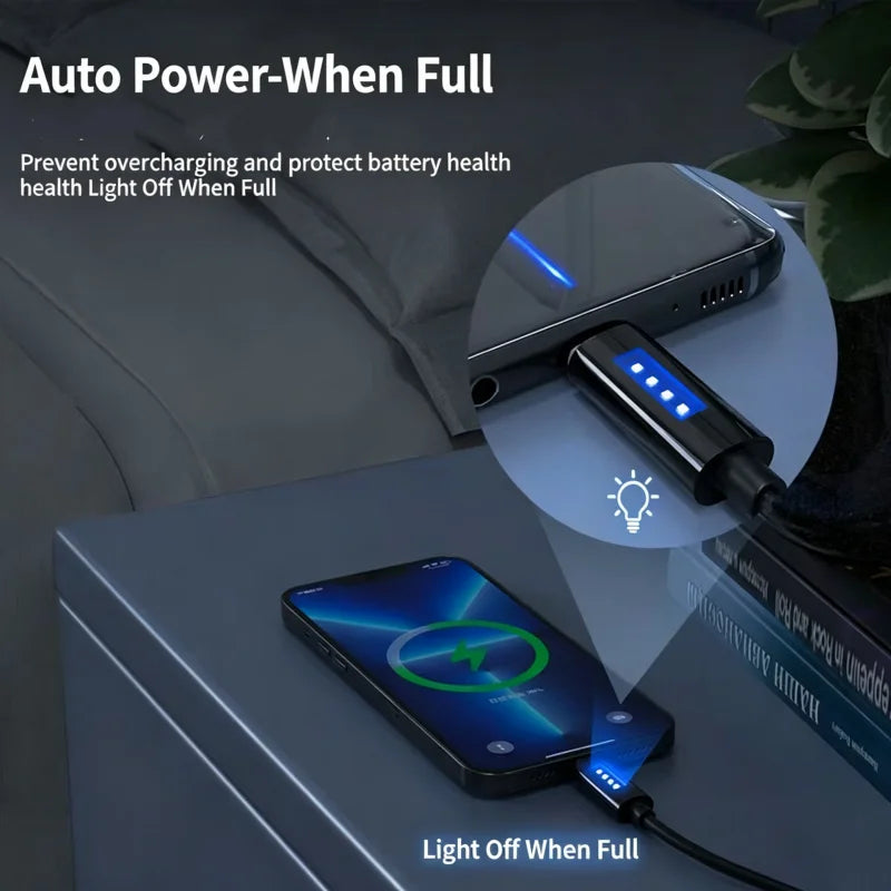 120W USB-A to Type-C Fast Charging Cable with LED Indicator USB Charging Cable Richie's