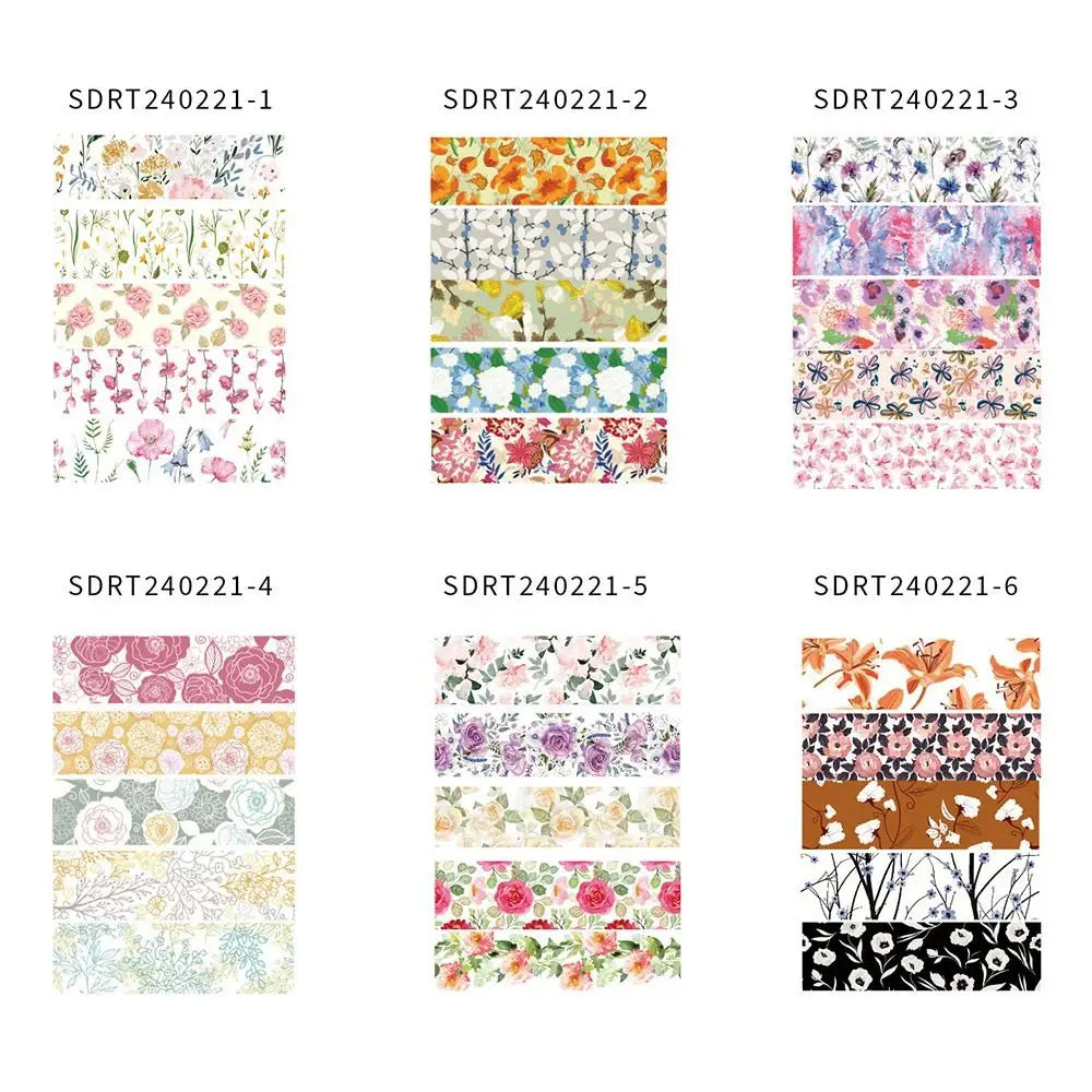5 Rolls Spring Flower Washi Tape – Multicolor DIY Craft Set Decorative Washi Tape Richie's