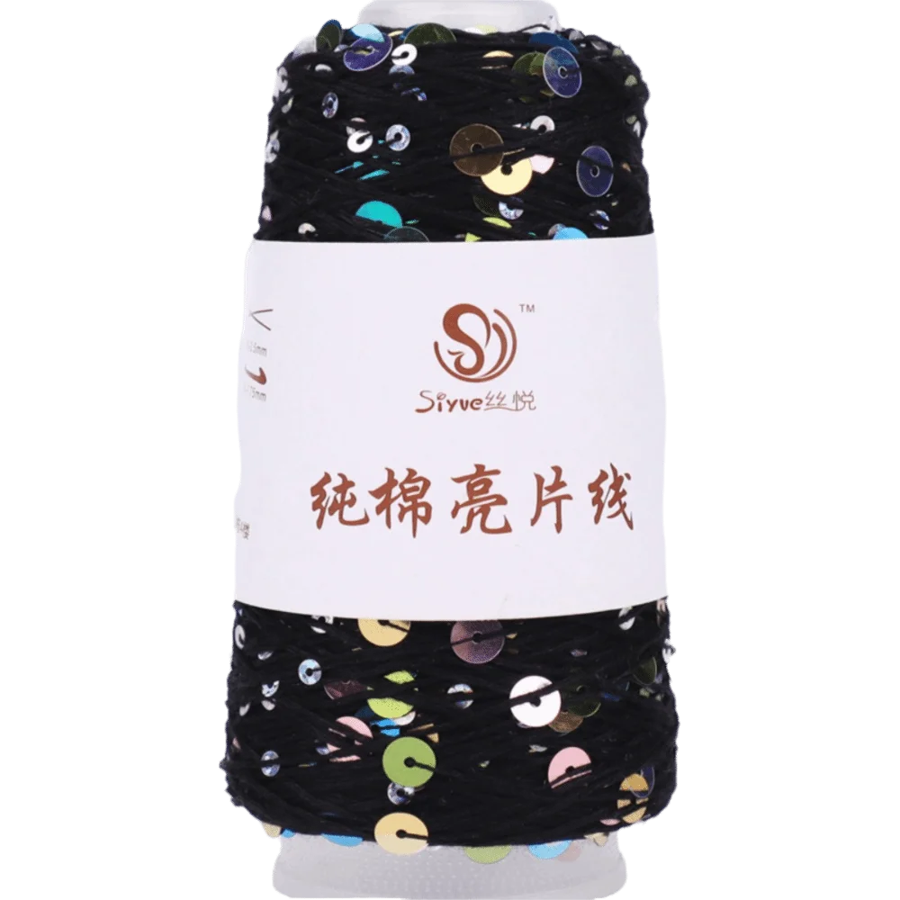Sequin Bead Hand Knitting Yarn – Sparkle DIY Craft Thread Knitting Yarn Richie's Black Color