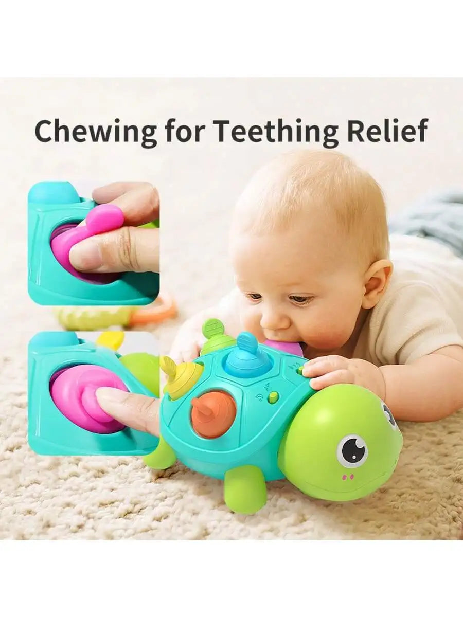 Baby Crawling Turtle Toy – Sound, Light & Silicone Teether Baby Crawling Toy Richie's