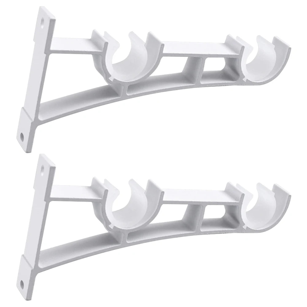 2 Pack Double Curtain Rod Brackets – Aluminum Alloy Wall Mount Curtain Rod Brackets Richie's White