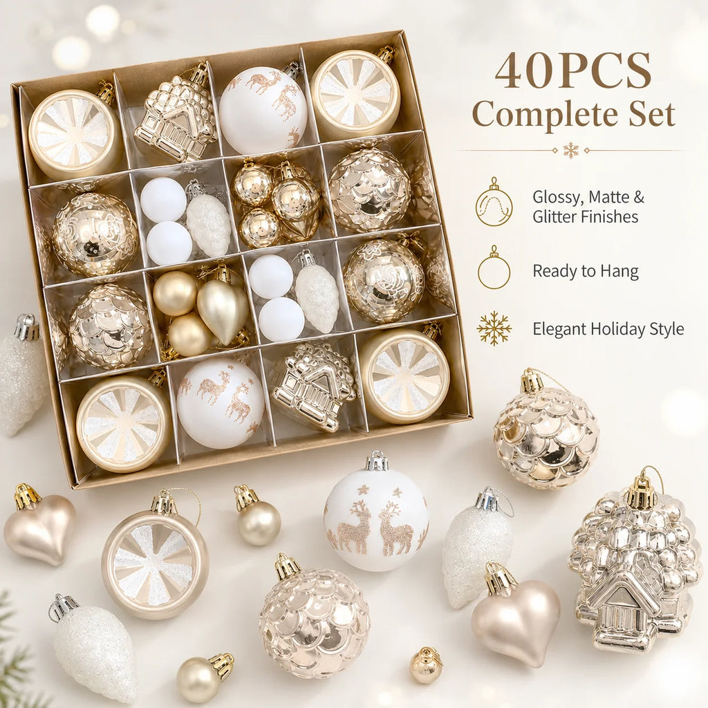 40-Piece Christmas Ball Ornaments – Festive Tree Decorations Christmas Ornament Set Richie's Gold Other