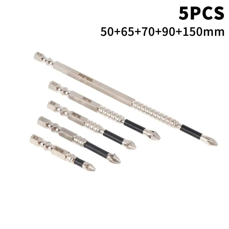 PH2 Impact Driver Bit Set | Magnetic Non-Slip 25–150mm K5 Steel Impact Driver Bit Set Richie's A5