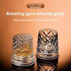 360° Rotating Whiskey Glass Spinning Crystal Tumbler Set of 2 Whiskey Glass Set Richie's