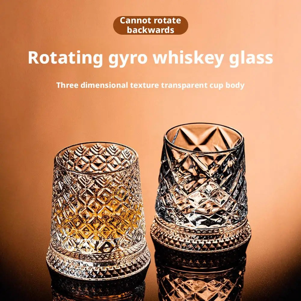 360° Rotating Whiskey Glass Spinning Crystal Tumbler Set of 2 Whiskey Glass Set Richie's