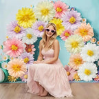 Daisy Paper Pom Poms Hanging Garland Set – 6 or 12 Pieces Paper Party Decorations Richie's