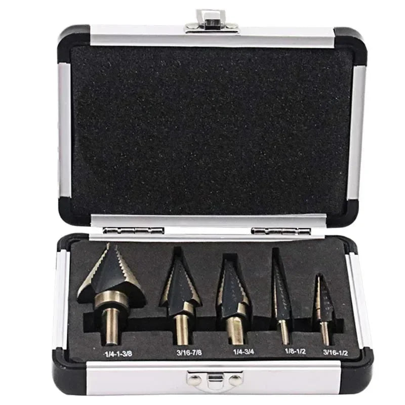 HSS Cobalt Step Drill Bit Set – 5-Piece, 50 Sizes + Case Step Drill Bit Set Richie's A SET