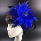 Bridal Feather Headband with Flower – Women's Wedding Hair Clip Feather Hair Accessory Richie's Blue