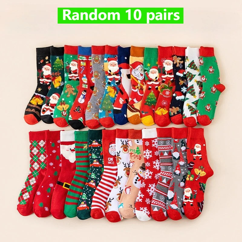 Women's Christmas Socks – Santa, Reindeer, Snowman (5/10 Pairs) Holiday Novelty Socks Richie's one size fits all 10 pairs