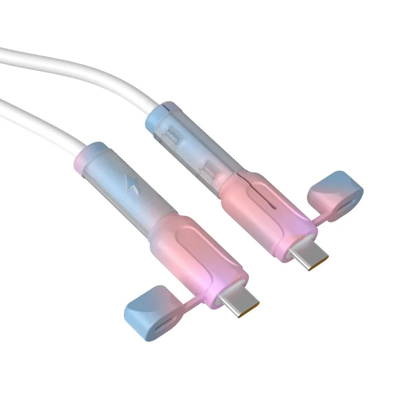 Silicone Type-C Cable Protector | Dual USB-C Cover & Winder Cable Protector Richie's Pink