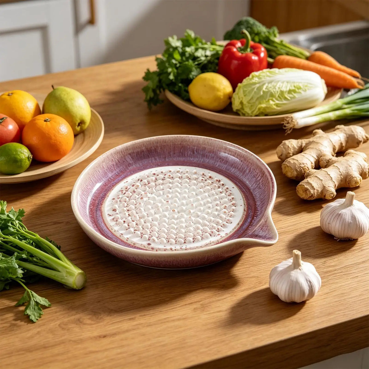Handmade Ceramic Garlic Grater Plate – Gradient Glaze Kitchen Dish Ceramic Grater Plate Richie's