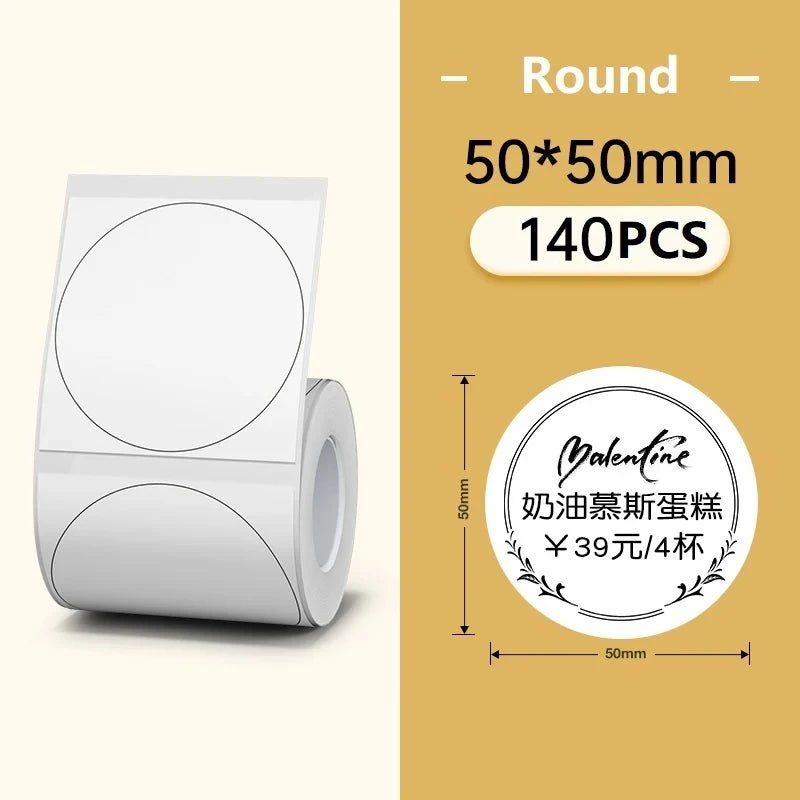 Niimbot Thermal Label Tape – Self-Adhesive Sticker for B1 B21 B3S Thermal Label Tape Richie's White Circle 50x50mm