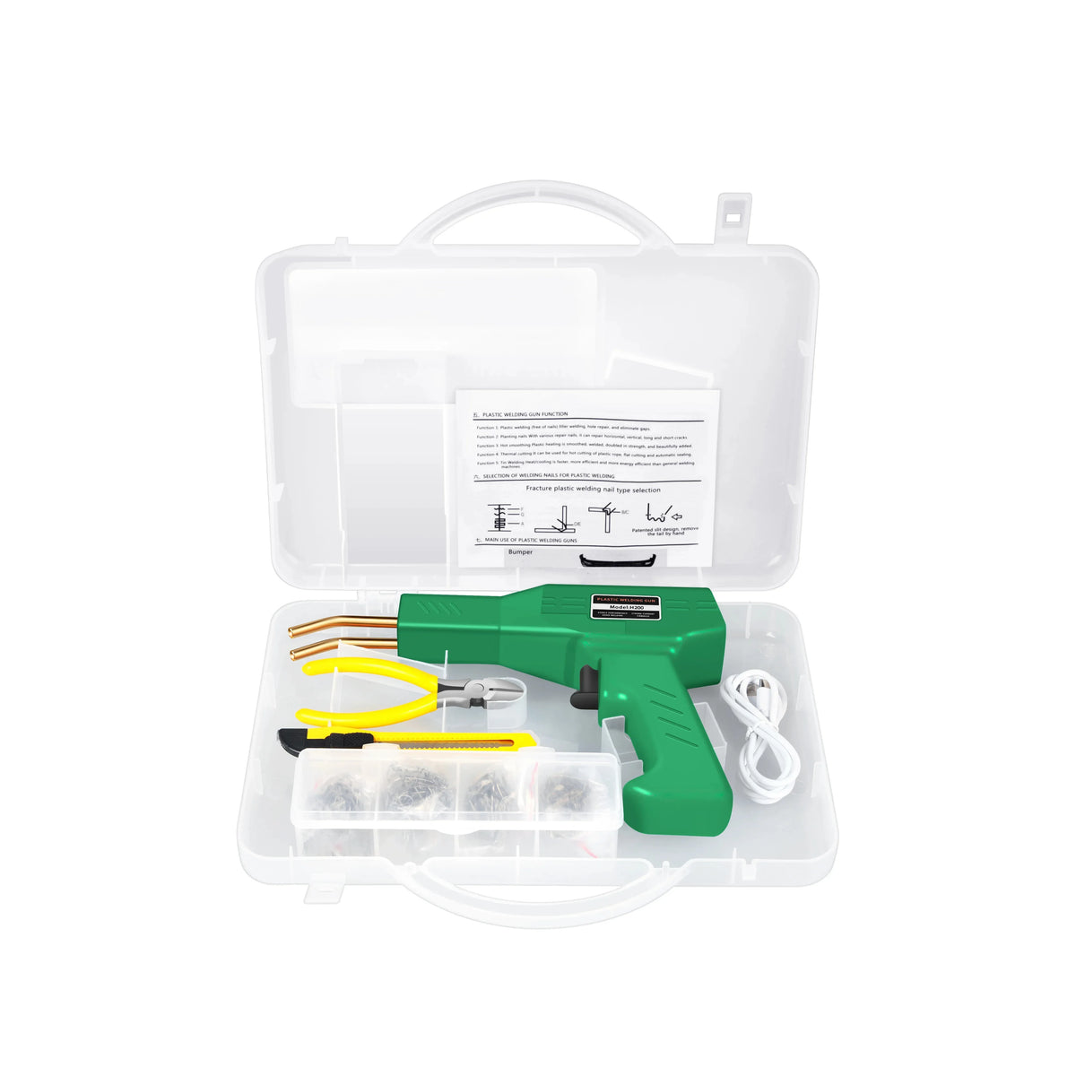 200W Rechargeable Plastic Welding Gun – Car Bumper Repair Kit Plastic Welding Gun Richie's H200-green No plug