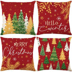 Christmas Cushion Cover – Tree Print Checkered Pillowcase 45×45cm Decorative Pillow Cover Richie's