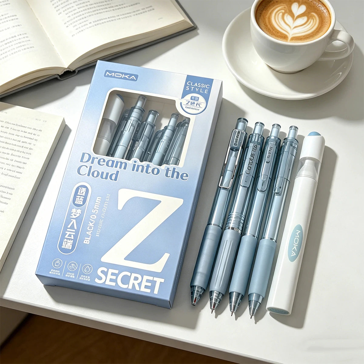 5-Piece Dream Cloud Gel Pen Set – 0.5mm Black Ink & Highlighter Gel Pen Set Richie's