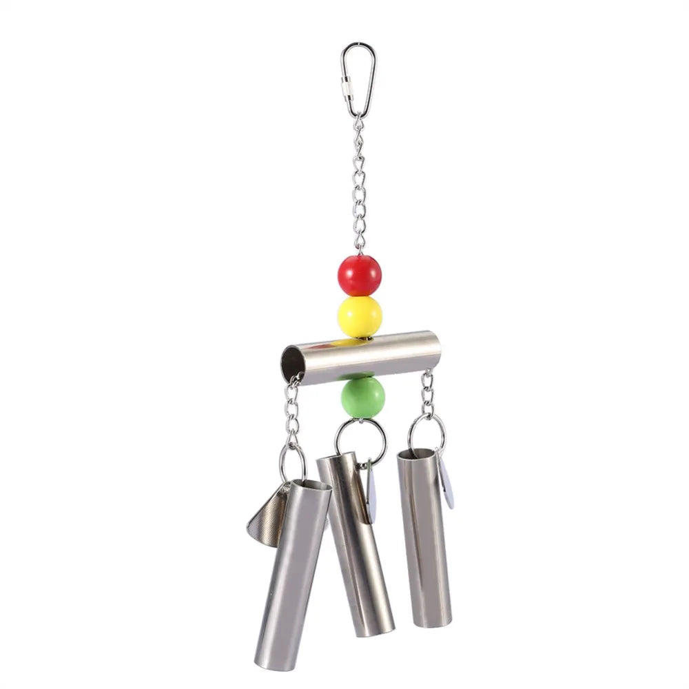Stainless Steel Hanging Bell Toy for Birds with Colorful Beads Bird Cage Toy Richie's