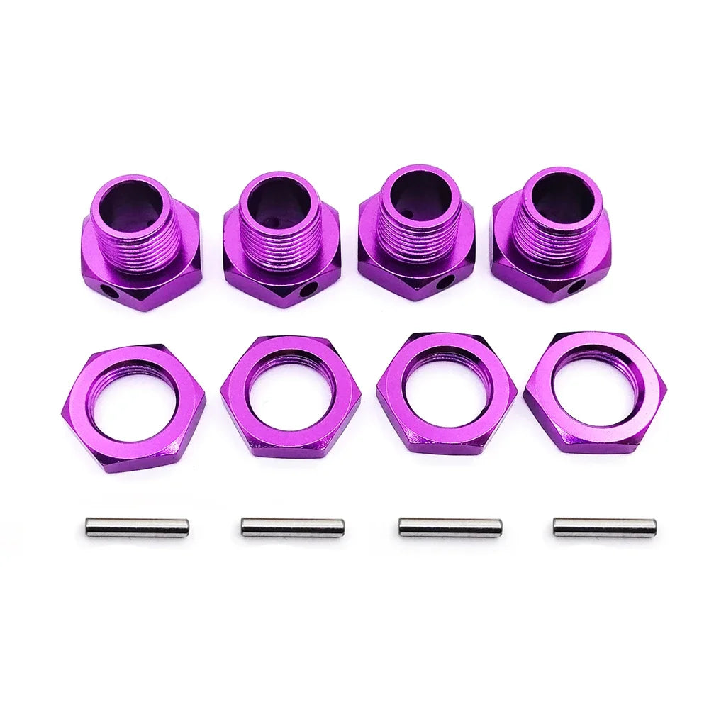 Kande 4pcs M17 17mm Aluminum Hex Hub Adapter Nut Dust Cover RC Car Wheel Adapter Richie's PURPLE 4PCS