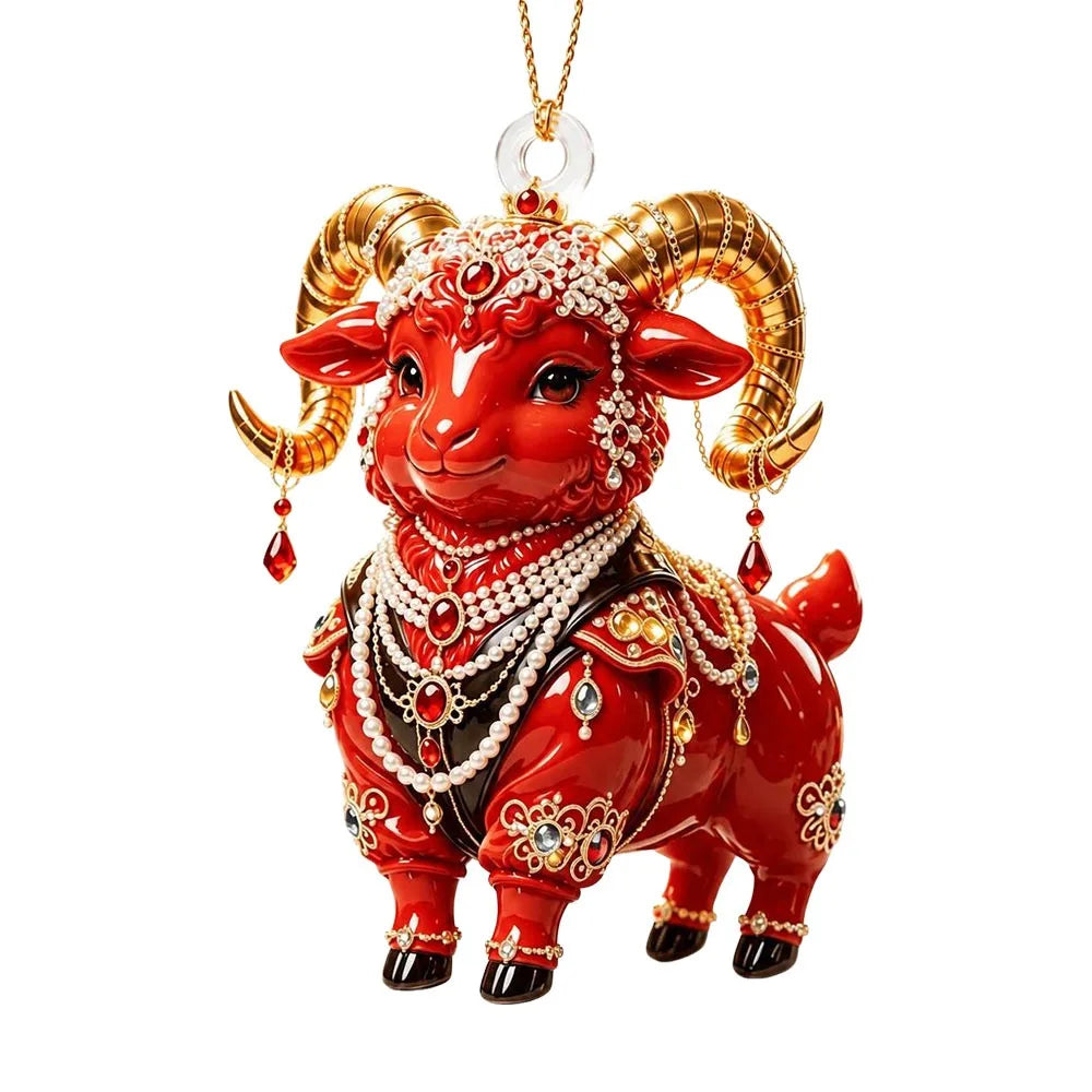 Acrylic Goat Christmas Ornament – Rhinestone Hanging Pendant Christmas Tree Ornament Richie's 1