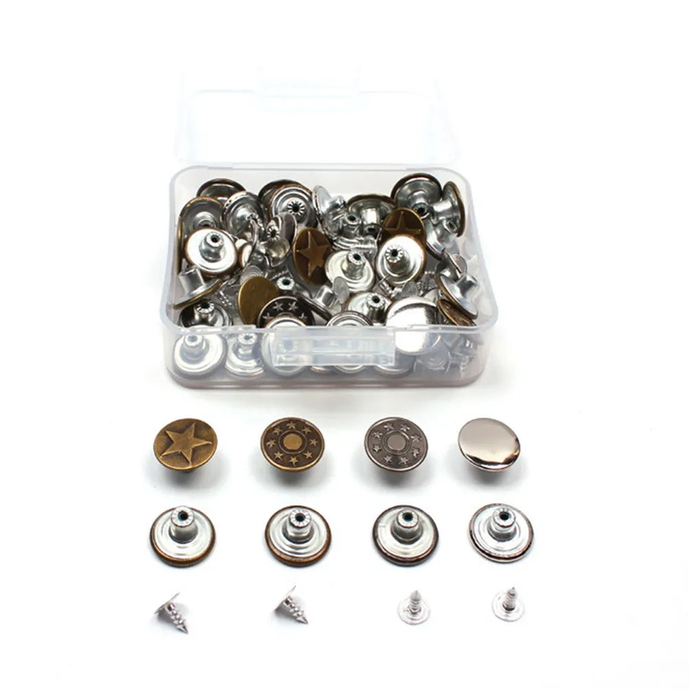 40 Pcs Replacement Jean Buttons Rivets Bulk Set – Iron Silver Clothing Buttons Set Richie's