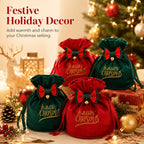 Velvet Christmas Gift Bag with Bow Bell & Drawstring Christmas Gift Bag Richie's