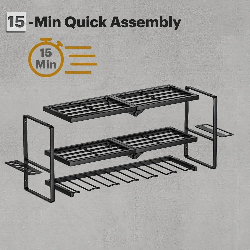 Steel Wall-Mounted Tool Rack 3-Layer Foldable Heavy Duty Organizer Wall-Mounted Tool Rack Richie's