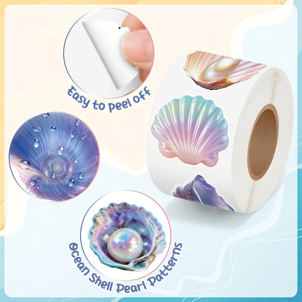 500/1000pcs Pearl Shell Doodle Roll Stickers – Sealing Labels Decorative Stickers Richie's