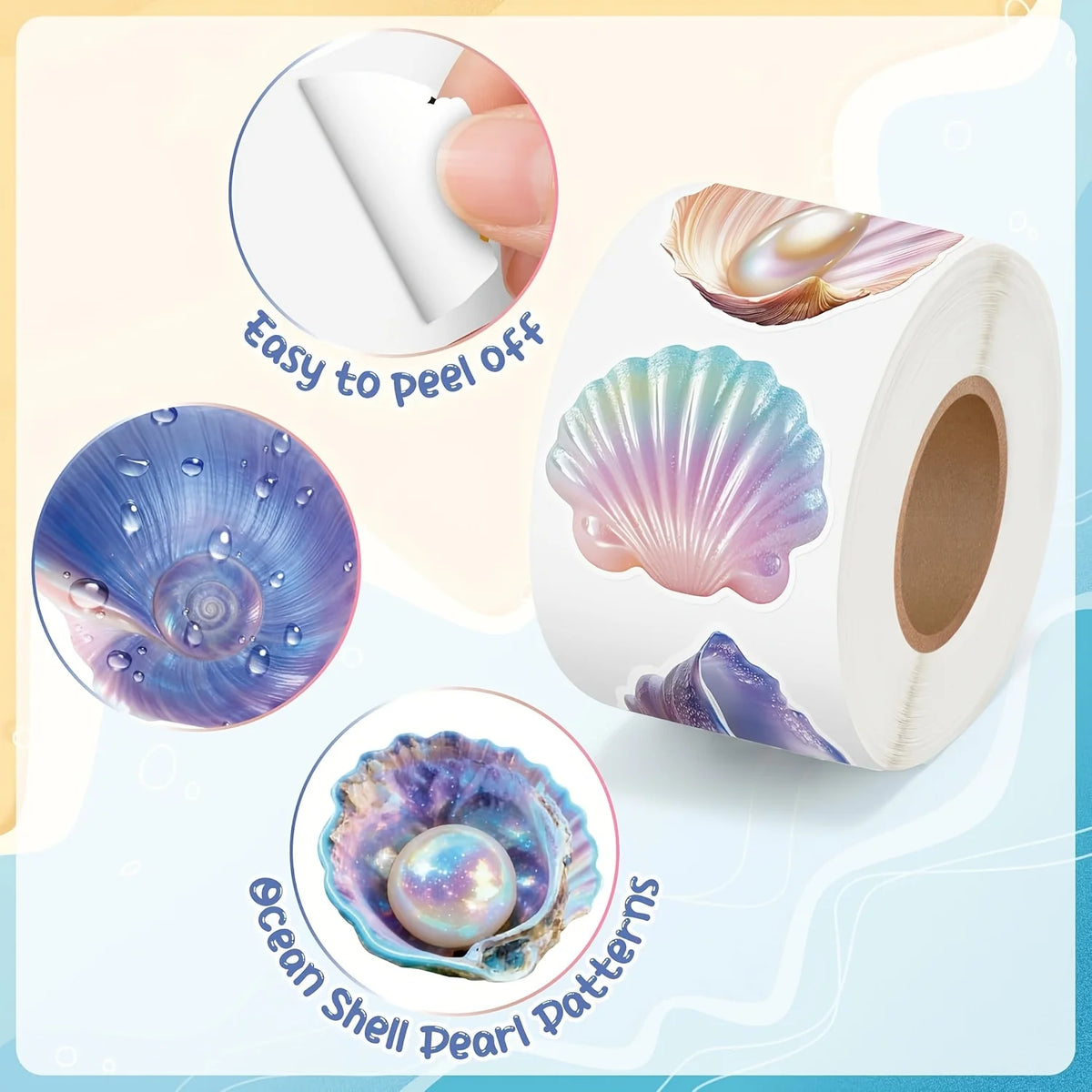 500/1000pcs Pearl Shell Doodle Roll Stickers – Sealing Labels Decorative Stickers Richie's
