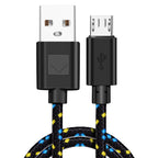 FUCHU 2m Nylon Braided Micro USB Fast Charging Cable – Multi-Color Micro USB Cable Richie's Black 2m