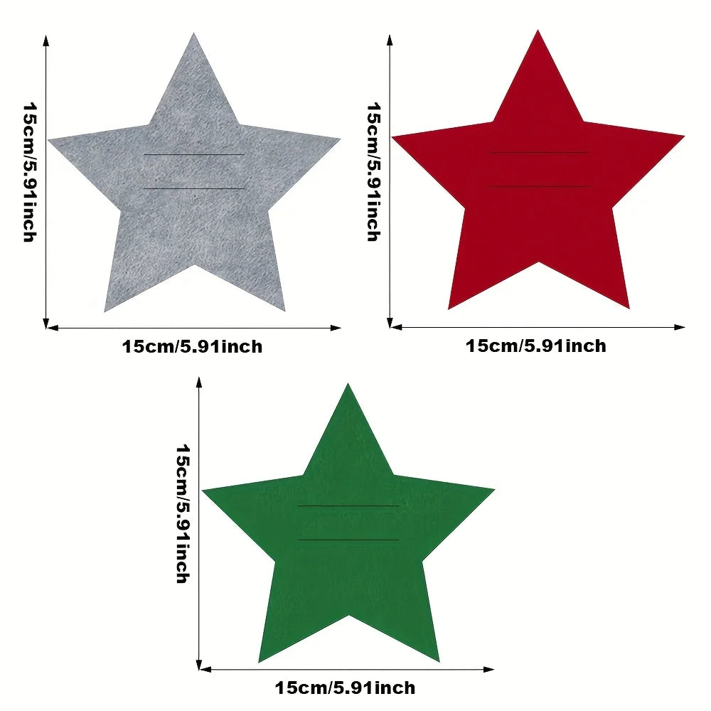 12pcs Christmas Star Felt Table Mats & Cutlery Bag Set Christmas Table Mats Richie's
