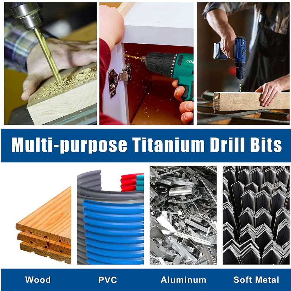 13-Pc SAE Titanium HSS Twist Drill Bit Set – Hex Shank 1/16"–1/4" Twist Drill Bit Set Richie's