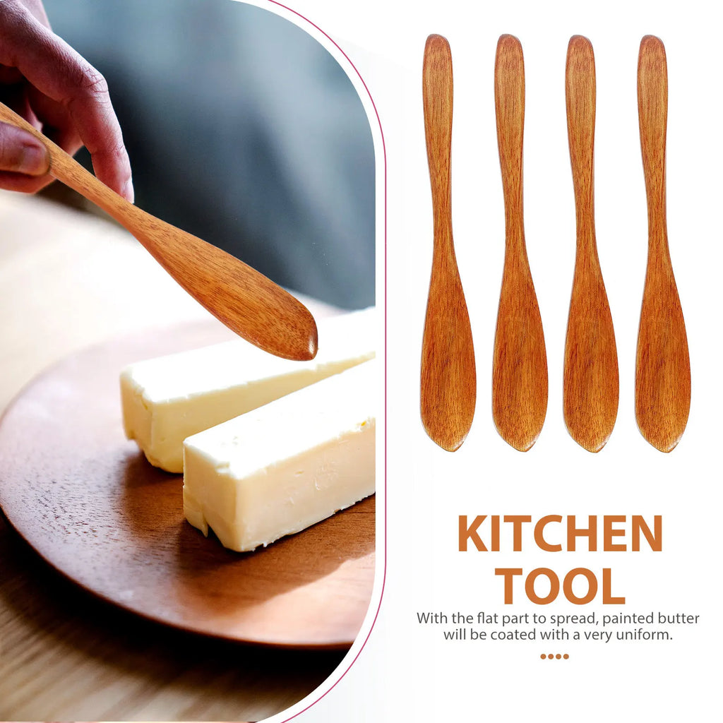 4-Piece Wooden Butter & Jam Spreader Knives – Natural Wood Wood Spreader Knives Richie's