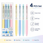 Silent Click Retractable Gel Pens 4-Pack | 0.5mm Black Ink Gel Ink Pens Richie's