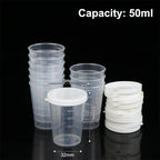 10Pcs Clear Measuring Cups with Lids 20ml–100ml Plastic Set Plastic Measuring Cups Richie's 50ml