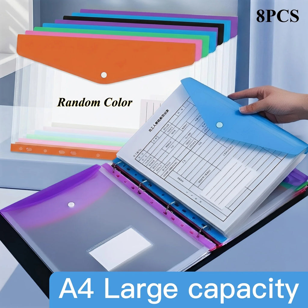 8-Pack A4 Ring Binder Folders with Lock Button & 11 Pockets Ring Binder Folder Richie's