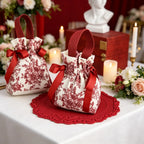 5pcs Red Velvet Drawstring Gift Bags Floral Ribbon Bow | Canvas Velvet Gift Bags Richie's