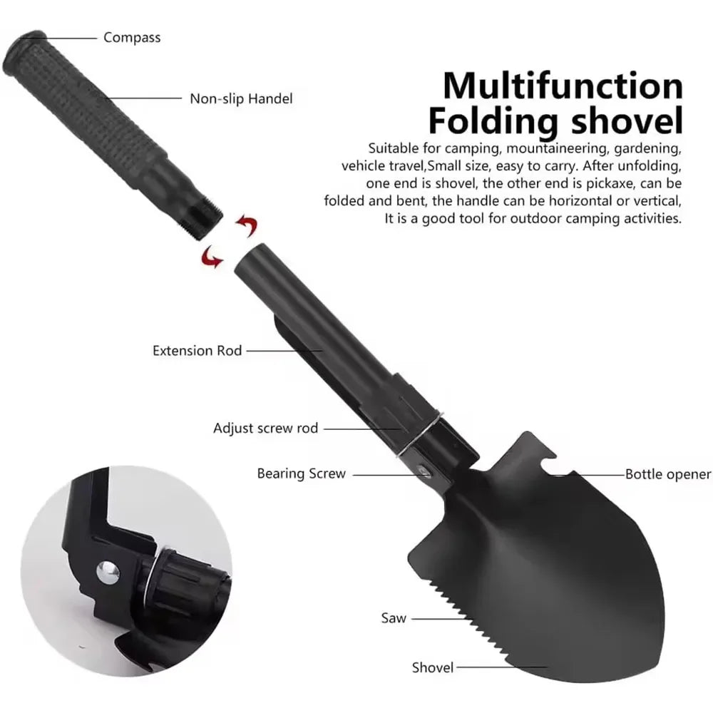 Folding Military Shovel & Pickaxe – Multifunctional Camp Tool Folding Camp Shovel Richie's