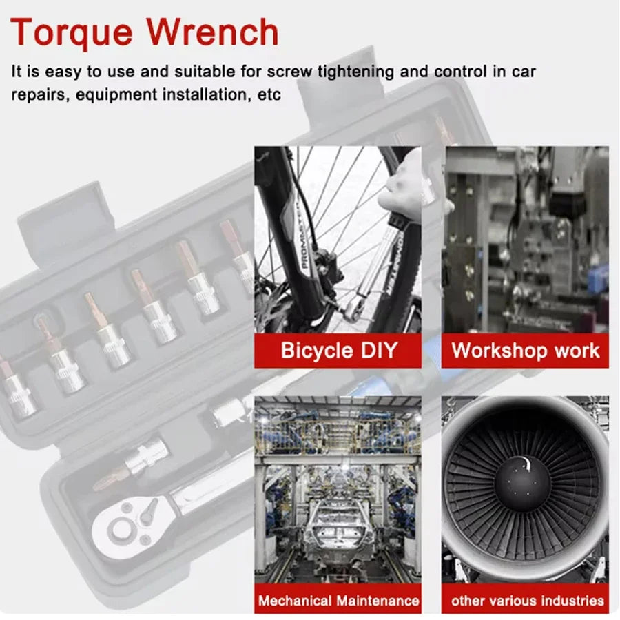 1/4" Ratchet Torque Wrench 2-24N.m with 13-Piece Bit Set Torque Wrench Richie's