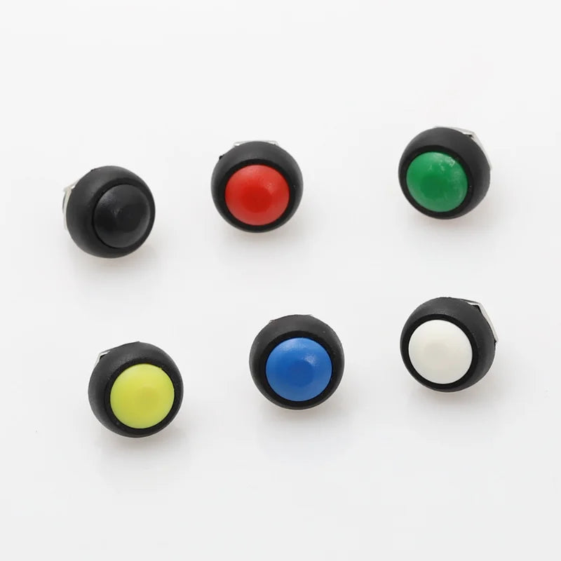6Pcs PBS-33b 12mm Waterproof Momentary Push Button Switch 2-Pin Push Button Switch Richie's