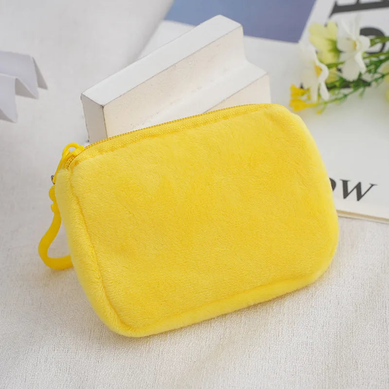 Plush Coin Purse Cute Mini Zipper Wallet Pouch for Women Mini Coin Purse Richie's Yellow 1pc