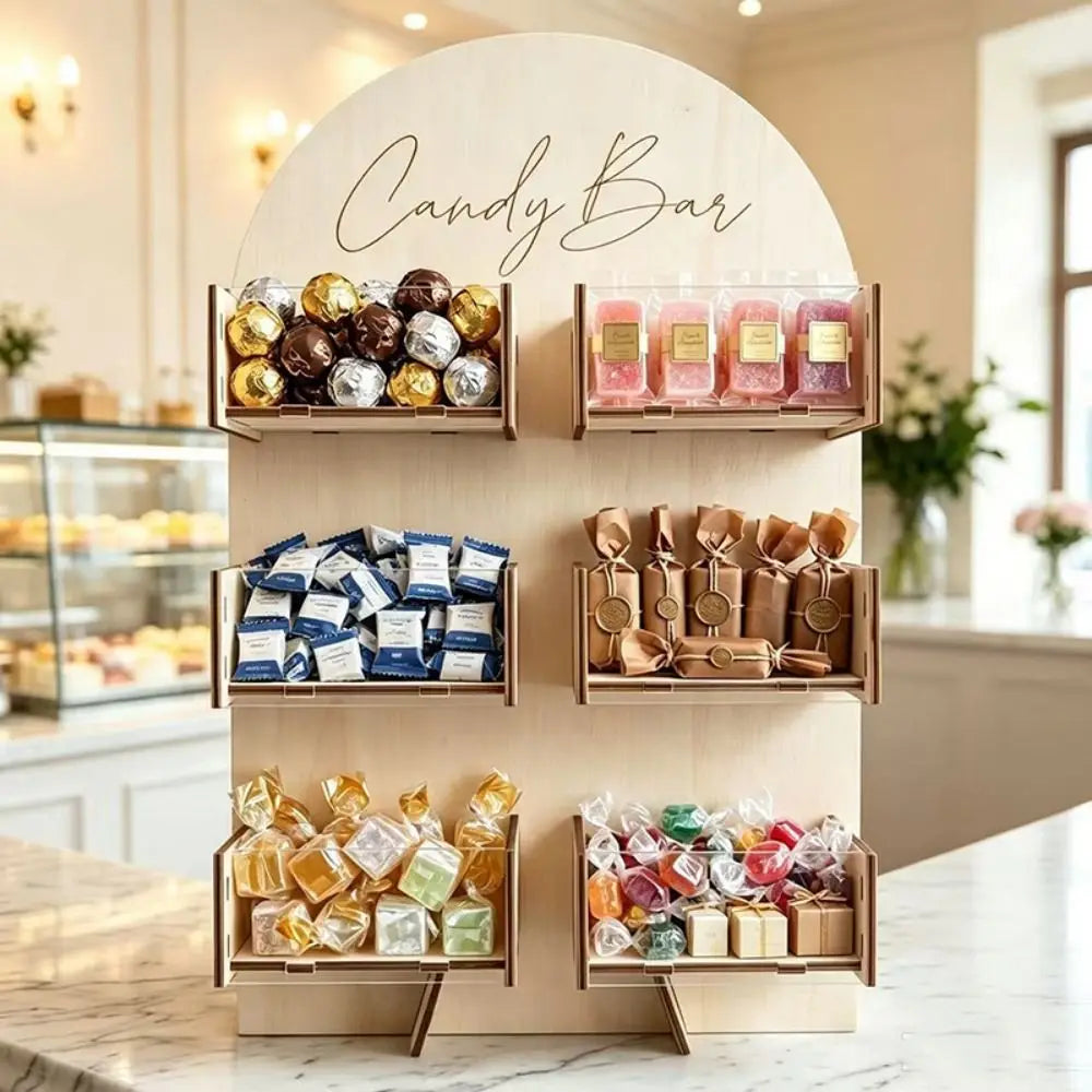 Wood Candy Display Stand 4/6 Grid Dessert Snack Rack Candy Display Stand Richie's